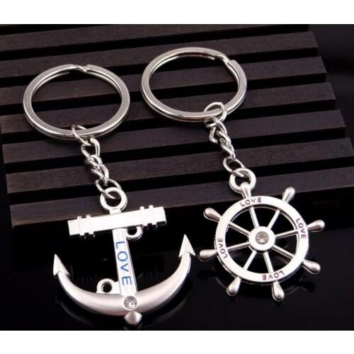 Novelty Anime Couple Key Chain Men Silver Tone RIng Lovers Keychain Women Jewelry Souvenir Wedding Female Valentines Day Gift