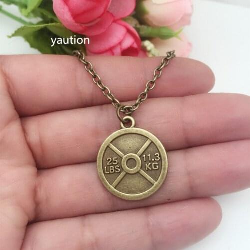 25lbs WEIGHT PLATE necklace Charm Chain Fitness Weightlifting Gym crossfit
