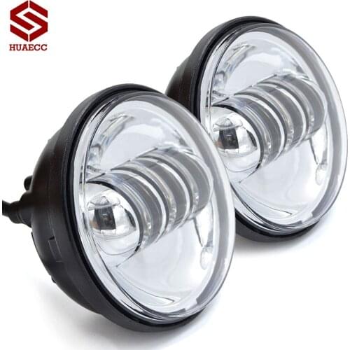 Pair 4 1/2 " 30W LED Motorcycle Headlight Passing Fog Light Lamps with DRL Round for Harley FLHTCU FLSTC FLHRC