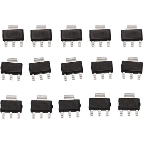 15Pcs AMS1117-5 SOT-223 Package Type IC 5V 1A LDO Voltage Regulator