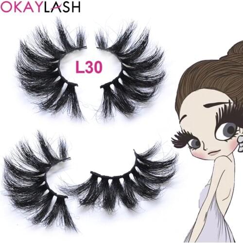 OKAYLASH 25mm Long Siberian Real Mink Eyelash 3D 6D Thick Fluffy Dramatic Big Eye Lash Makeup Cosmetic Lashes Vendor