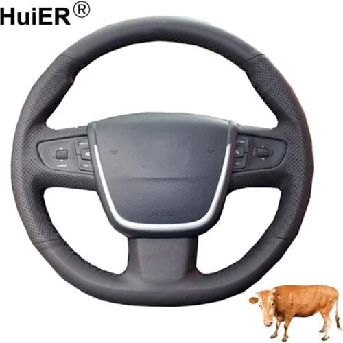 Hand Sewing Car Steering Wheel Cover Volant Top Cow Leather Funda Volante For Peugeot 508 2011 2012-2017 2018 508 SW 2011-2018