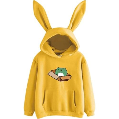 2021 Springtime Skateboard frog oversized Sweatshirt men and womens Hoodies Harajuku Warm Pullover girls Korean Style Hoodie