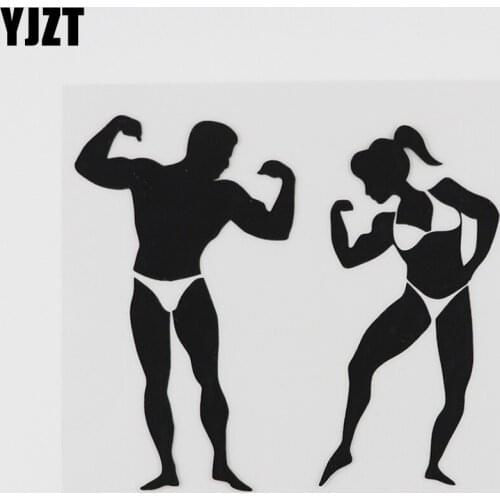 YJZT 12.2CMX11.5CM Fitness Beautiful Body Muscles Vinyl Car Sticker Black/Silver 8A-0913