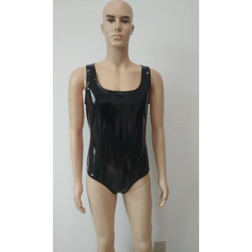 New Wetlook PVC Latex Bodysuit Tank Top men Sleeveless One Piece Bodysuit Shapewear PU Clothing Clubwear for kids adults