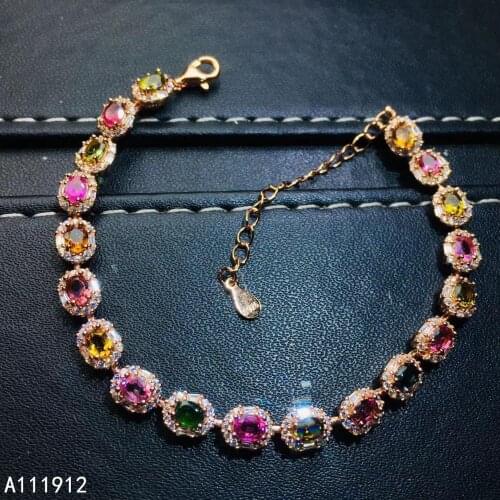 KJJEAXCMY fine jewelry natural Tourmaline 925 sterling silver new women hand bracelet support test noble