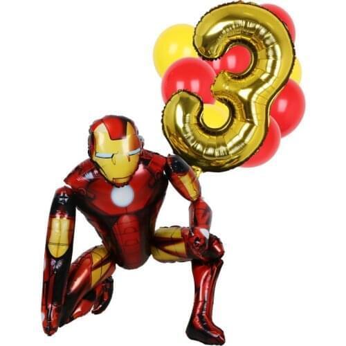 1 Set Kids Gifts Birthday Latex Balloons Marvel Big Iron Man Spiderman Age 1-9 Foil Balloons Party Decoration Baby Shower Golobs