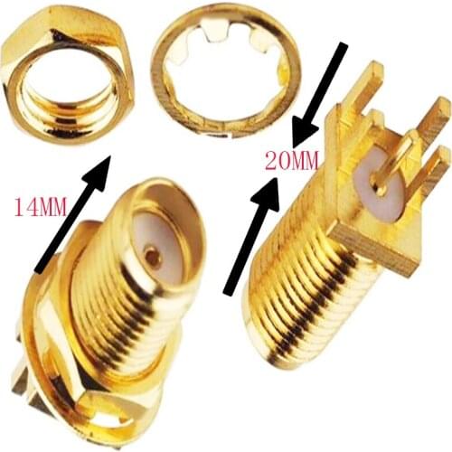 100pcs 20mm SMA Female Jack PCB Board Edge Panel Mount RF Coaxial Adapter Connector