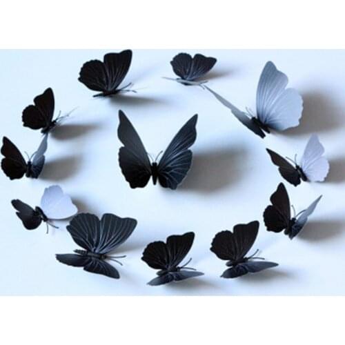 12Pcs Pvc 3D Butterfly Wall Decor Cute Butterflies Wall Stickers Art Decals Home Decoration Room Window Decor High Quality