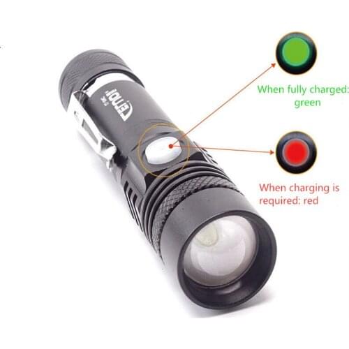 1pcs 104C super bright rechargeable flashlight USB charging retractable zoom flashlight with pen buckle long range flashlight