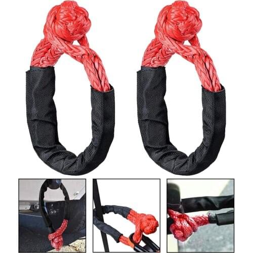 2 PCS Green Yellow Red Blue ATV Winch Rope Shackle Soft Shackles Synthetic Rope Shackle for Off-road Jeep ATV UTV SUV