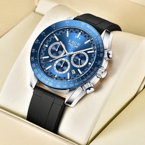 2021 New Mens Watches LIGE Top Luxury Brand Chronograph Waterproof Quartz Watch for Men Date Sport Clock Male Relogio Masculino