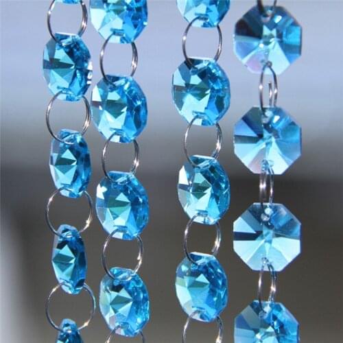 5Meters/Lot Aquamarine Color Hanging Crystal Wedding Decoration Christmas Beads Garland Glass Strand