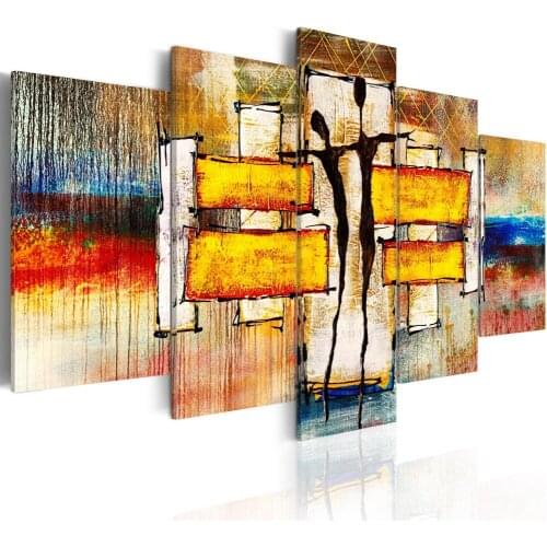 Handmade large new designed Abstract lover Oil Painting on Canvas for Living Room Decor Abstract 5pcs Wall art modular picture