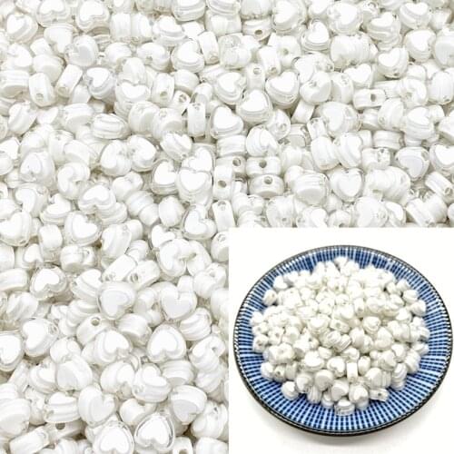50pcs 8x5mm Love Acrylic Bead Loose Spacer Beads For Jewelry Making DIY Bracelet Accessories #A46a01