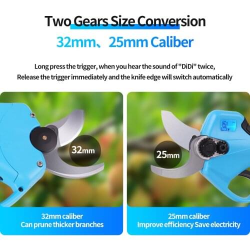 7 days delivery 32mm Cordless Pruner Electric Pruning Shear Lithium-ion Battery Efficient Fruit Tree Bonsai Pruning Branches