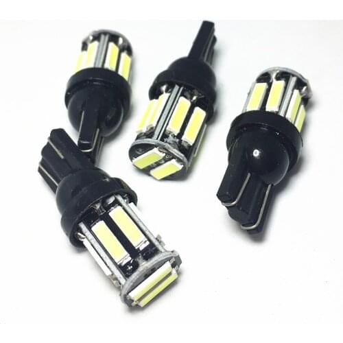 4Pcs Car W5W T10 LED7020 10SMD 194 168 White Blue Bulbs For Clearance Lights Wedge Replacement Reverse Instrument Panel Lamp 12V