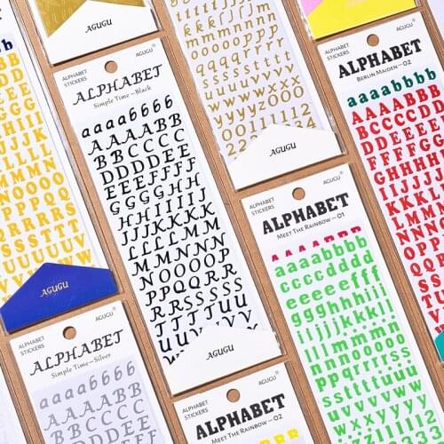 Retro Color Alphabet series Decorative PVC laser Stickers Scrapbooking Stick Label Diary Stationery Album Kawaii Letter sticker