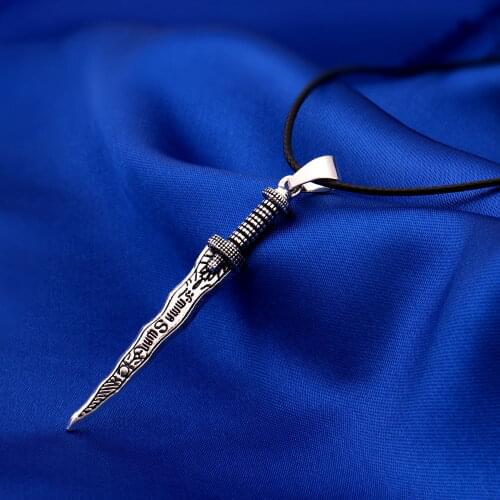 Emma Swan ONce Upon A Time Dark Swan Dagger Pendant Necklace Jewelry Antique Dagger Choker Necklace Withe Leather Rope
