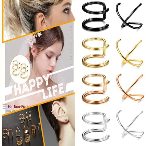 18G Ear Cuff, Cartilage Clip On Earrings Stainless Steel Ear Clip Fake Cartilage Earring Non Piercing Helix Cartilage Ear Clip
