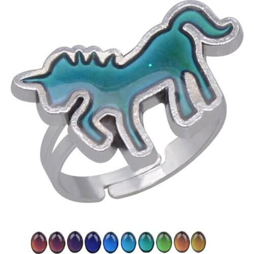 JUCHAO Mood Rings Women Magical Temperature Change Color Cartoon Unicorn Ring Fashion Jewelry Woman Wholesale
