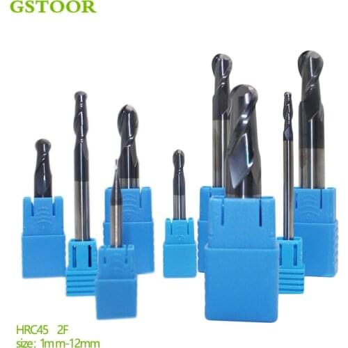 1PC Ball Nose End Mill R3mm R4mm R6mm Milling Machining 1mm-12mm Tungsten Steel Sprial Bit Milling Cutter HRC45 2F Cutting