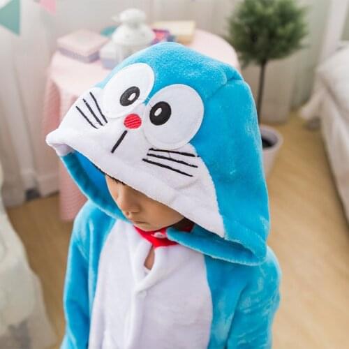 Anime Doraemon Cosplay Costume Kids Kigurumis Boy Girl Sleep Suit Halloween Festival Party Animal Onesies
