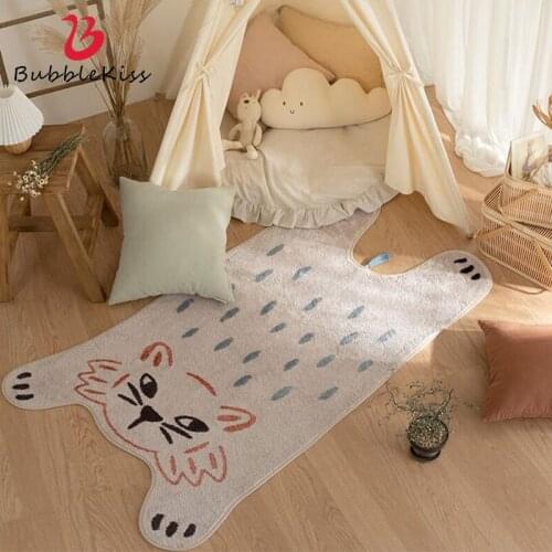Bubble Kiss Bear Pattern Rug Lamb Wool Non-Slip Carpet Childrens Bedroom Bedside Mat Home Decor Childrens Crawling Area Rug