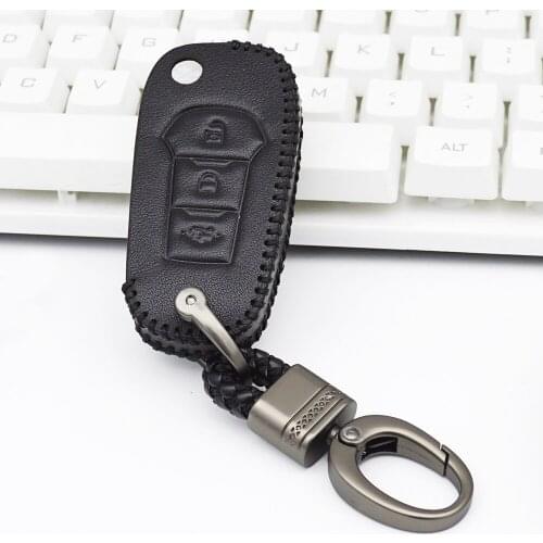 Leather Car Key Cover Case For Ford Escort Mondeo Everest Ranger Fusion 3 Buttons Flip Floding Key Shell Car Styling Accessories