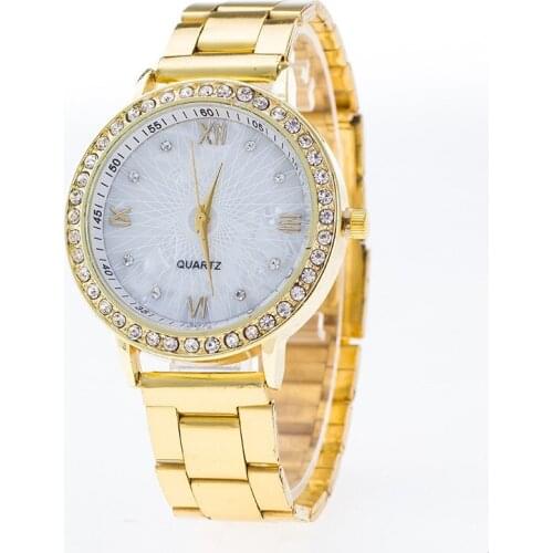 Fashion Luxury Womens Quartz Wristwatch Steel Strap Rhinestones Dress Watch Womens Bracelet Watch Relogio Feminino Reloj Mujer