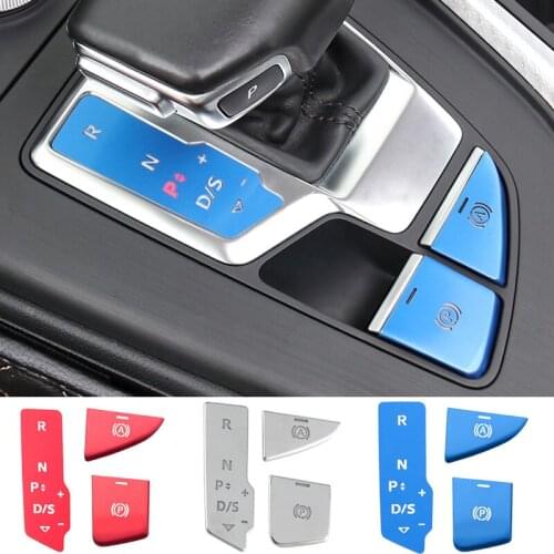 Car Styling Gear Shift Panel Covers Trim Console Handbrake buttons For Audi A4 A5 B9 2017-2019 Auto Interior Stickers