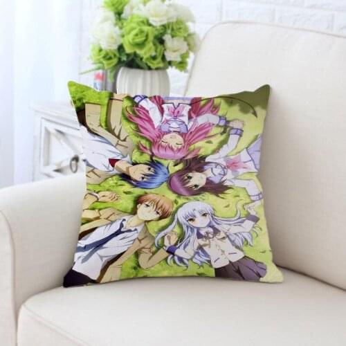 Custom Angel Beats! Pillowcase Square Zippered Home Decorative silk Pillow Cover Wedding Two Sides Printed Pillowcases