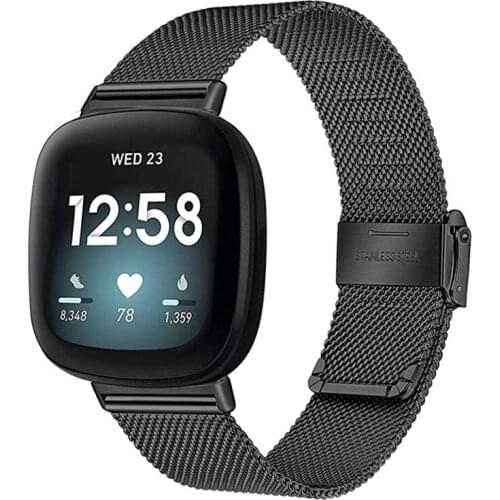 KTAB Milanese Loop Strap For Fitbit Versa 3/Fitbit Sense Stainless Steel Watch Band For Fitbit Versa Bands Replacement Wristband