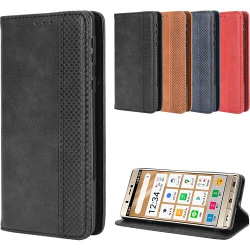 Luxury Retro Slim Leather Flip Cover For Sharp Simple Sumaho 5 Sumaho5 Case A001SH Wallet Card Stand Magnetic Book Cover