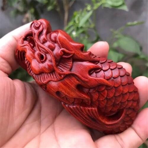 Blood Sandalwood Wood Carving Fish Becomes Dragon Carp Men Animal Collectibles Crafts