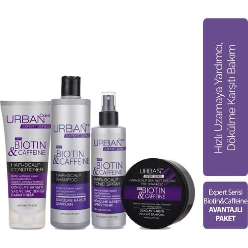 Urban Care Expert Biotin & Caffeine Shampoo + Cream + Peeling + Tonic hair Care set