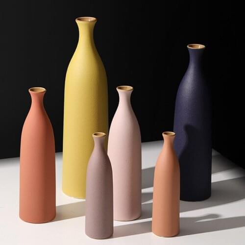 Nordic Ceramic Vase Morandi Art Flower vase Colorful Tabletop Vases Home for TV Cabinet Model Decoration Floreros De Decoracion