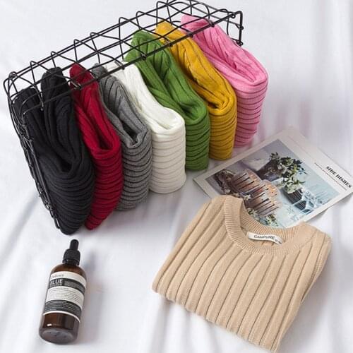 Baby Girls Sweaters Autumn Winter Soft Cotton Boys Knitted Pullover Candy Color Kids Ribbed Sweater Childrens Clothing Shirt