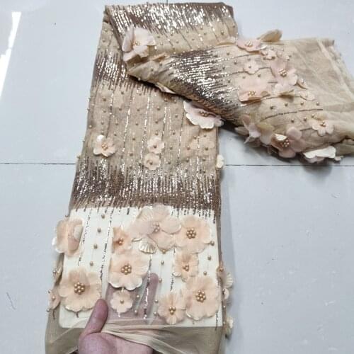 Tulle Lace Fabric S-418884 African Lace Fabric Embroidery Beaded Lace Fabric With Sequins French Mesh Lace For Party