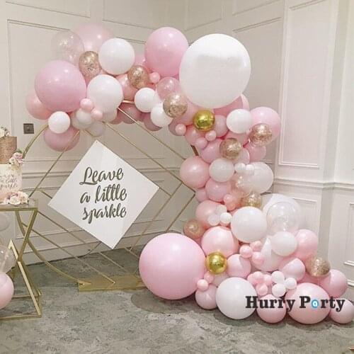 Baby Shower Girl Birthday Party Decoration Balloon Garland Arch Pastel Pink White Gold Foil Ballon Wedding Engagement Decor