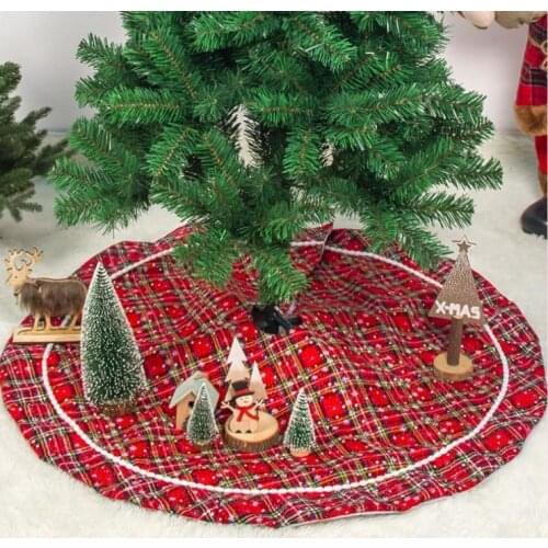 Christmas Tree Skirt Plaid Snowflake Tree Skirt Christmas Decorations for Home Office Red