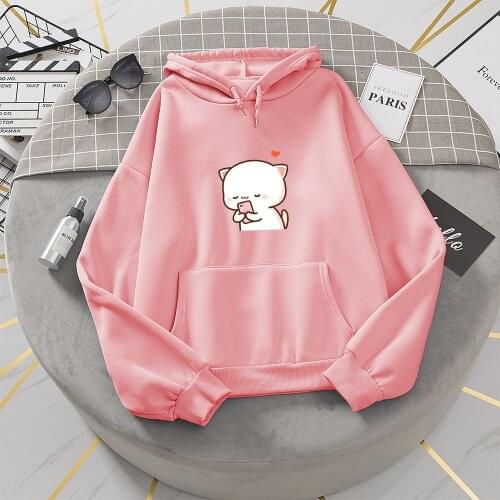 Autumn Winter Hoodies Women Cartoons Cat Print Hooded Pullover Sweat Femme Harajuku Kawaii Womens Sweatshirt Hoodie Long Sleeve