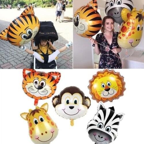 1pc Jungle Animals Foil Balloons Lion Tiger Monkey Zebra Giraff Cow Balloon Birthday Party Decorations Kids Home Decor Supplies