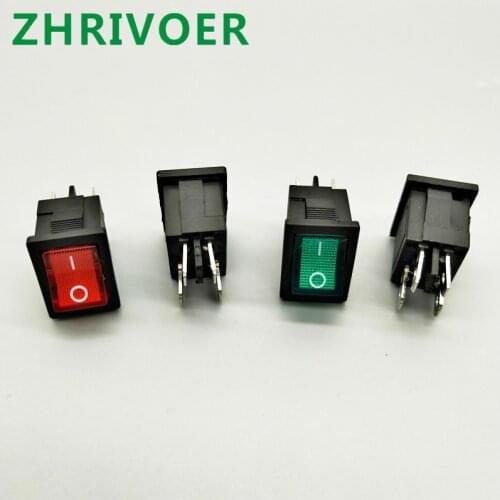 1pcs KCd1 4Pin LED Light Boat Car Rocker Switch 6A / 10A 250V / 125V AC Red Yellow Green Blue 220 V Self Locking