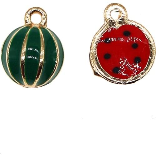 10pcs/lot Three-dimensional Half Watermelon Enamel Fruit Charms Pendant For Necklace Bracelet DIY Jewelry Accessories Findings