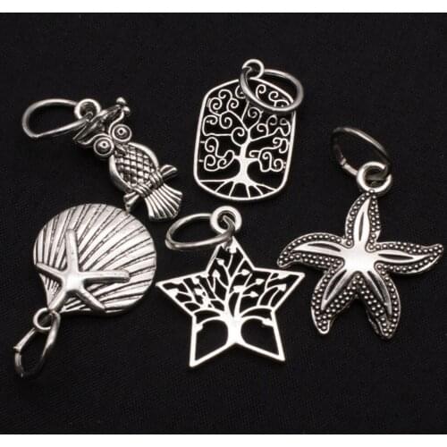 10pcs/packHandmade diy retro owl life tree shell five-pointed star personality necklace pendant ladies charm jewelry accessories