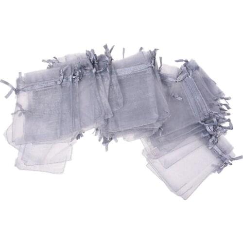 100 Grey Organza Gift Wedding Favors Bag Pouch 90x70mm HOT