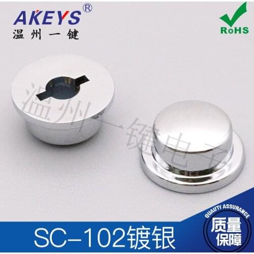 100 pcs Sc102 with Touch 6*6 Button round Electroplated Cap Silver Color 9.7*4.5 Inner Diameter 3.3