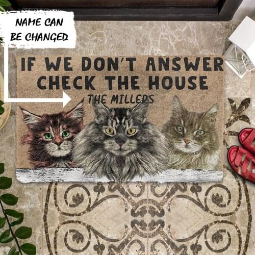 3D Check The Maine Coon House Custom Name Doormat Doormat Indoor Doormat Non Slip Door Floor Mats Decor Porch Doormat