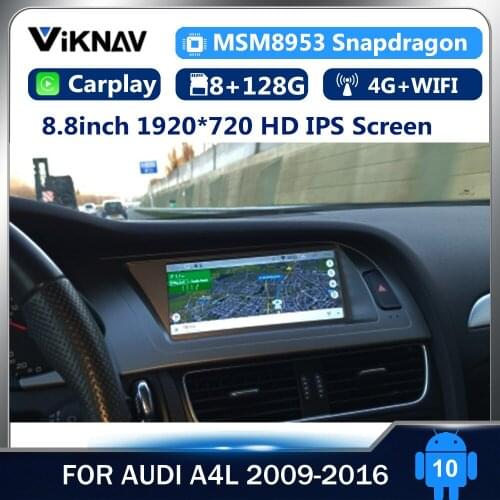 8.8" Android Car DVD multimedia Player For AUDI A4L 2009-2016 GPS Navigation radio Player 2Din